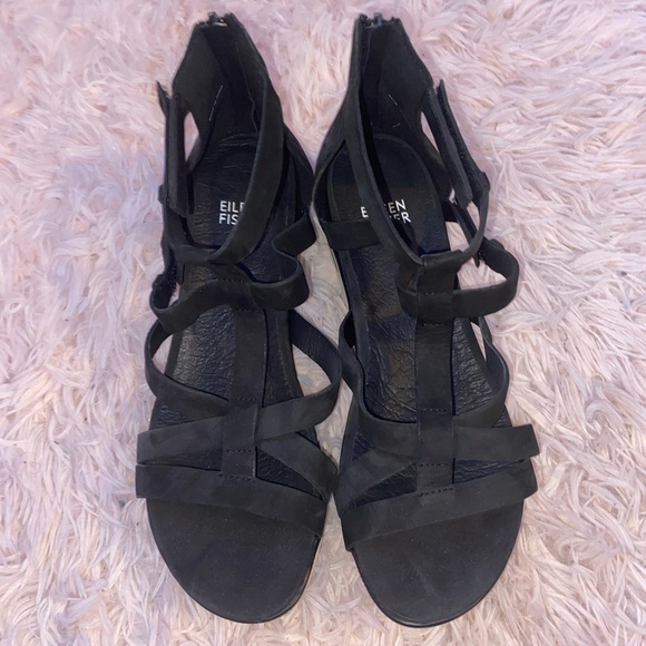 NWOT Eileen Fisher black sandals - Picture 2 of 6